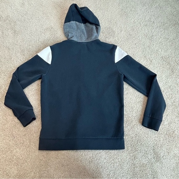 Boss men’s gray blue Colourblocked Cotton-Blend Hooded Sweatshirt Sz S - Picture 5 of 10